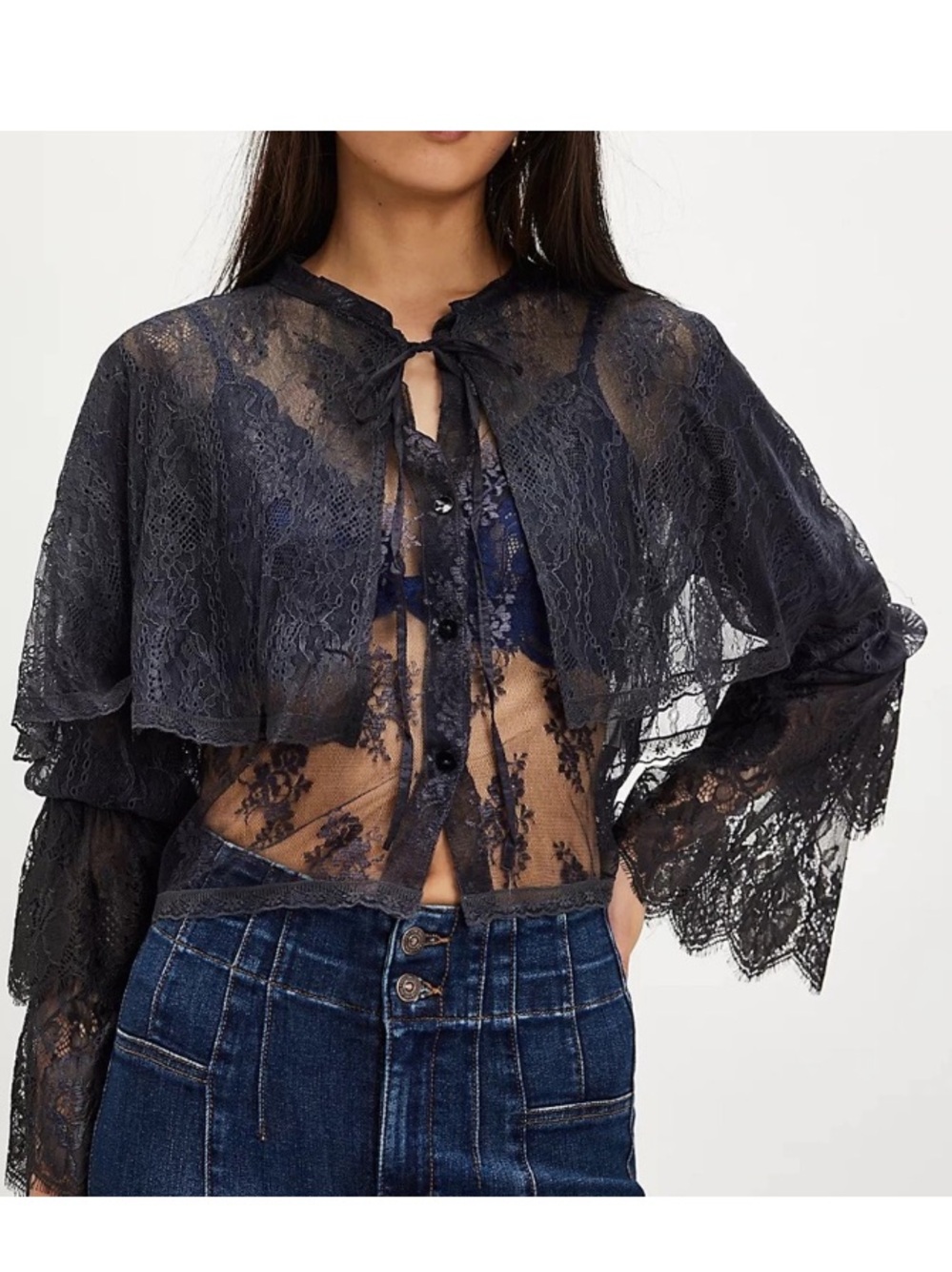 Nigel Preston for Free People Lace Bolero Cardigan Medium